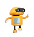 Cute orange robot dancing on white background Royalty Free Stock Photo