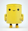 A cute orange robot is depicted dancing in front of a white background in a 3D rendered image Royalty Free Stock Photo