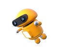 Cute orange robot is floating in the air Royalty Free Stock Photo