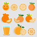 Cute orange sticker set Royalty Free Stock Photo