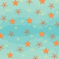 Cute Orange yellow blue starfish background