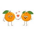 Cute oranges characters with love emotions Royalty Free Stock Photo