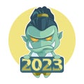 cute orc celebrate 2023 happy new year