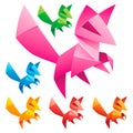 Cute Origami Fox Set Royalty Free Stock Photo