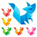 Cute Origami Fox Set Royalty Free Stock Photo