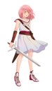 Cute original character design of fantasy female girl warrior or swordswoman magic fencer knight in Japanese manga illustration Royalty Free Stock Photo