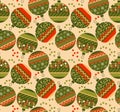 Cute ornament patchwork xmas bubbles seamless pattern.