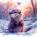 Winter Otter Love Royalty Free Stock Photo