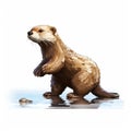 Pixelated Otter Walking In Water - Hyper-detailed Concept Art