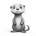 Cute Otter Illustration In Raphael Lacoste Style Monochrome Toning