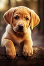 Cute outdoor photoshoot portrait Labrador puppy