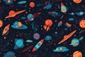 Cute outer space seamless background pattern. Generative ai