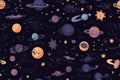 Cute outer space seamless background pattern. Generative ai