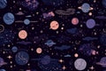 Cute outer space seamless background pattern. Generative ai