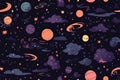 Cute outer space seamless background pattern. Generative ai