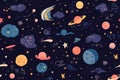 Cute outer space seamless background pattern. Generative ai