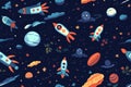 Cute outer space seamless background pattern. Generative ai