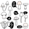 Cute outline cartoon mushrooms Royalty Free Stock Photo