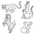 Cute outlined zoo animals collection