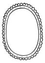 Cute oval frame template. Doodle mirror. Empty shape