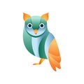 Cute owl bird, stylized geometric animal low poly design vector Illustration