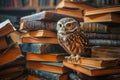 Cute owl and books, wisdom and knowledge concept