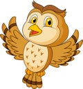 Cute owl cartoon flying