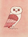 Cute owl drawing inspired on ancient greek pottery drawing