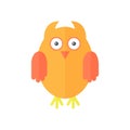 Cute owl with eyes and beak of simple geometric shape, childish funny bird mascot