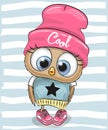 Cute Owl in a hat and scarf Royalty Free Stock Photo