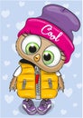 Cute Owl in a hat and waiscoat Royalty Free Stock Photo