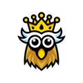 Cute owl head king logo illustration Royalty Free Stock Photo