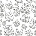 Cute owl pattern. white owls for print