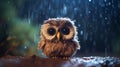 Cute Owl In The Rain: Unreal Engine 5 Art Inspired By Joel Robison And Patricia Piccinini