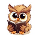 Cute Owl Reading Book Graphic Royalty Free Stock Photo