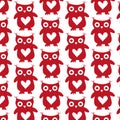 Cute owl red silhouette seamless pattern on a white background Royalty Free Stock Photo