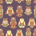 Cute owl seamless pattern.