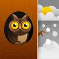 Cute Owl Sitting In Hollow Of Tree, Hollowed Out Old Tree And Cute Animal Cartoon Character Vector