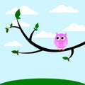 A cute owl sitting in a tree vector illustration Royalty Free Stock Photo