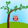 Cute owl on swing Royalty Free Stock Photo