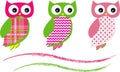 Cute Owl Vector Patterns Pink Royalty Free Stock Photo
