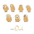 Cute owlet set Royalty Free Stock Photo