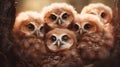 Cute Owlets Perched On Leaves: Social Media Portraiture By Caras Ionut