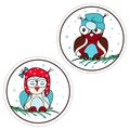 Cute owlets stickers for valentine's day greetings