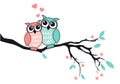 Cute owls in love, vector Royalty Free Stock Photo