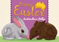 Cute Pair of Bilbies, One of Chocolate for Australian Easter, Vector Illustration