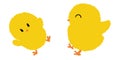 Cute pair of chicks isolated on white background. Cartoon newborn baby bird. Vector illustration Royalty Free Stock Photo