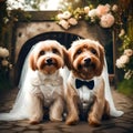 Cute pair of doggies getting married - ai generated image