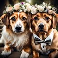 Cute pair of doggies getting married - ai generated image