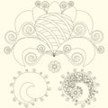 Cute Paisley pattern (Turkish cucumber) for design of fabrics, tableware, wallpaper, , vector